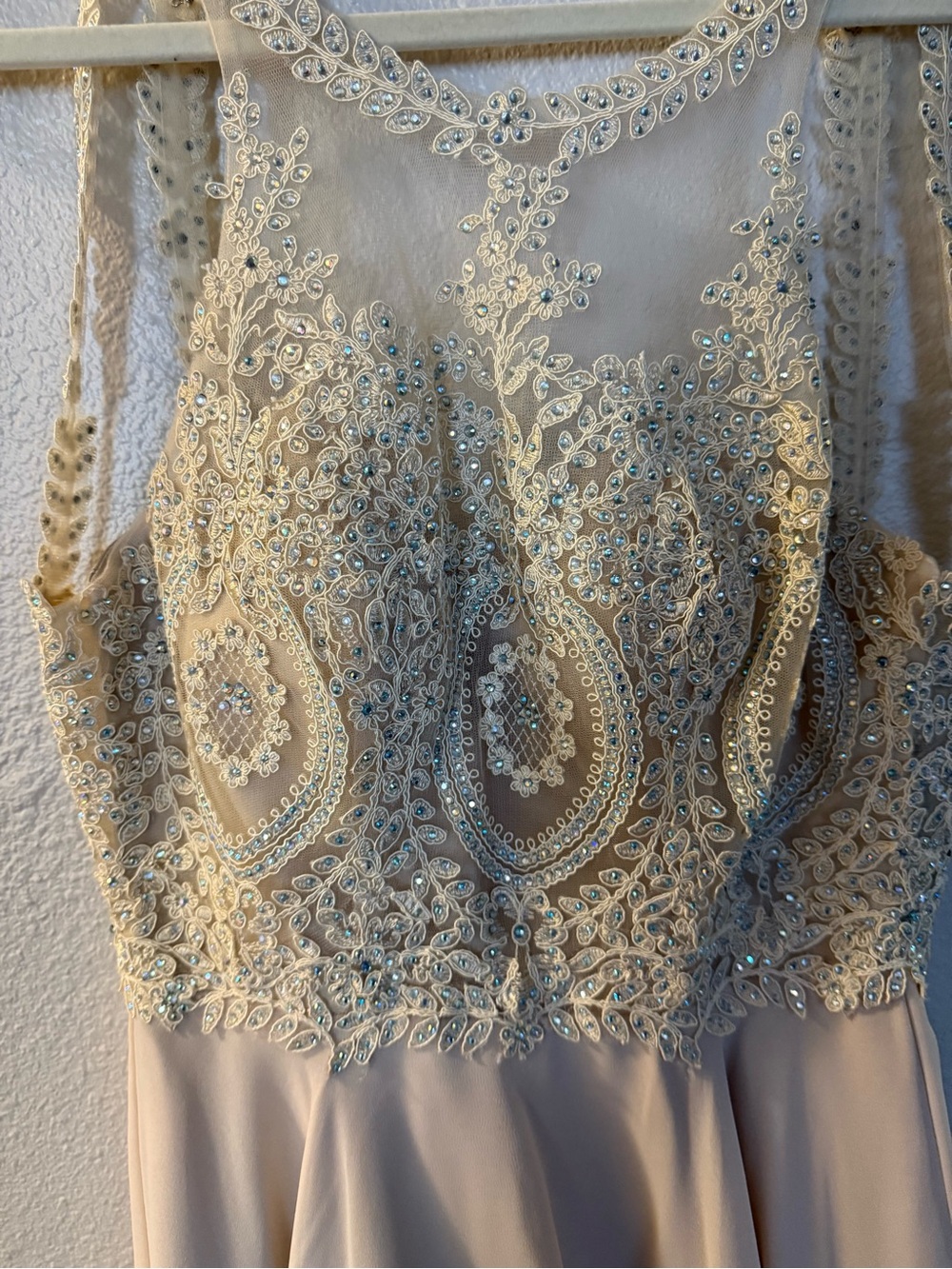 Cinderella Champagne Beaded Lace Prom Dress